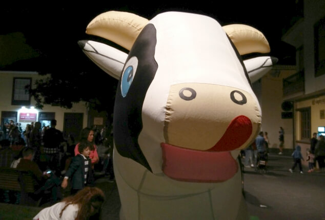 A very happy inflatable cow at La Noche en Blanco, La Laguna in Tenerife